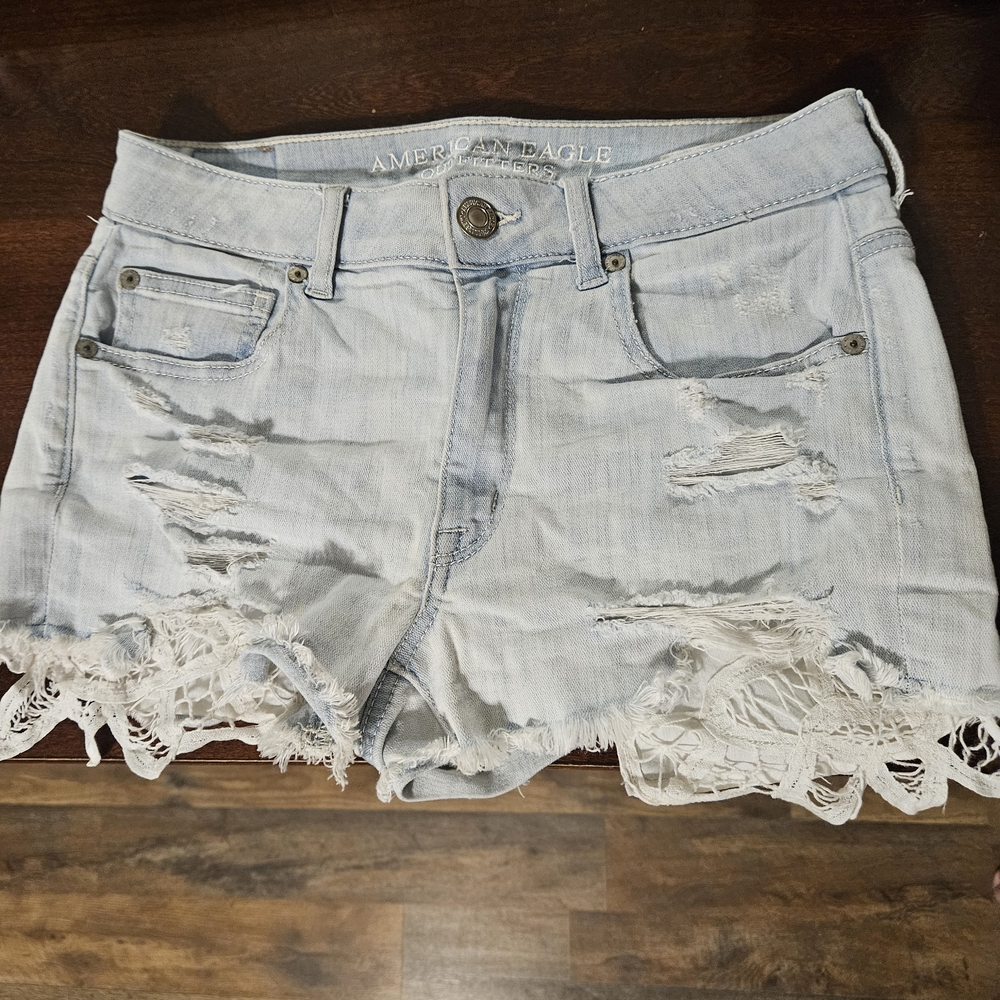 American Eagle Outfitters Blue Jean Shorts Distressed Design